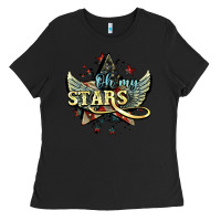 Black oh my stars america wings Ladies Tee - NancyCooperArtShop