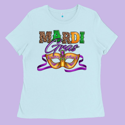 Happy Mardi Gras Carnival Mask Ladies Tee Designed By Jasminsmagicworld