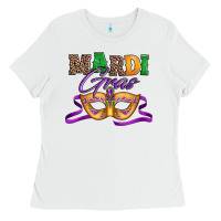 White happy mardi gras carnival mask Ladies Tee - Jasminsmagicworld