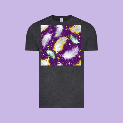 Mardi Gras Feathers Seamless Pattern Vintage Tee Designed By Bundleandbundleshop