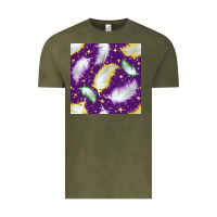 Vintage Olive Mardi Gras Feathers seamless pattern Vintage Tee - BundleAndBundleShop