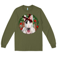Army Green Christmas Bull Terrier Long Sleeve Tee - RanaPortraitStore