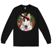 Black Christmas Bull Terrier Long Sleeve Tee - RanaPortraitStore
