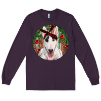 Plum Christmas Bull Terrier Long Sleeve Tee - RanaPortraitStore