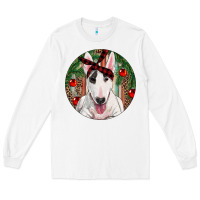 White Christmas Bull Terrier Long Sleeve Tee - RanaPortraitStore