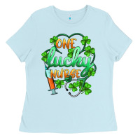 Baby Blue st.patricks one lucky nurse Ladies Tee - BarkalooDesign