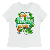 White st.patricks one lucky nurse Ladies Tee - BarkalooDesign