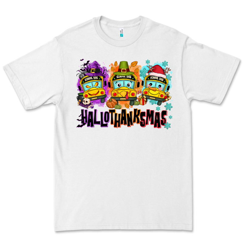 Happy Hallothanksmas School Bus Premium Tee by NancyCooperArtShop | Teevron