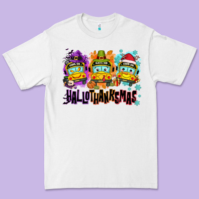 Happy Hallothanksmas School Bus Premium Tee Designed By Nancycooperartshop