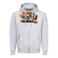 Heather Grey flannels boots and bonfires Zipper Hoodie - CowGirlArtShop