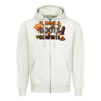 Oatmeal Heather flannels boots and bonfires Zipper Hoodie - CowGirlArtShop