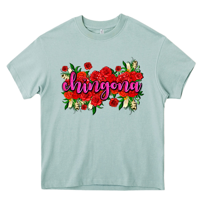 Chingona With Roses Heavy Core Tee by AdoDesignShop | Teevron