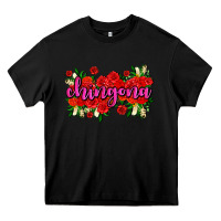 Black Chingona with roses Heavy Core Tee - AdoDesignShop