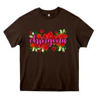 Chocolate Brown Chingona with roses Heavy Core Tee - AdoDesignShop