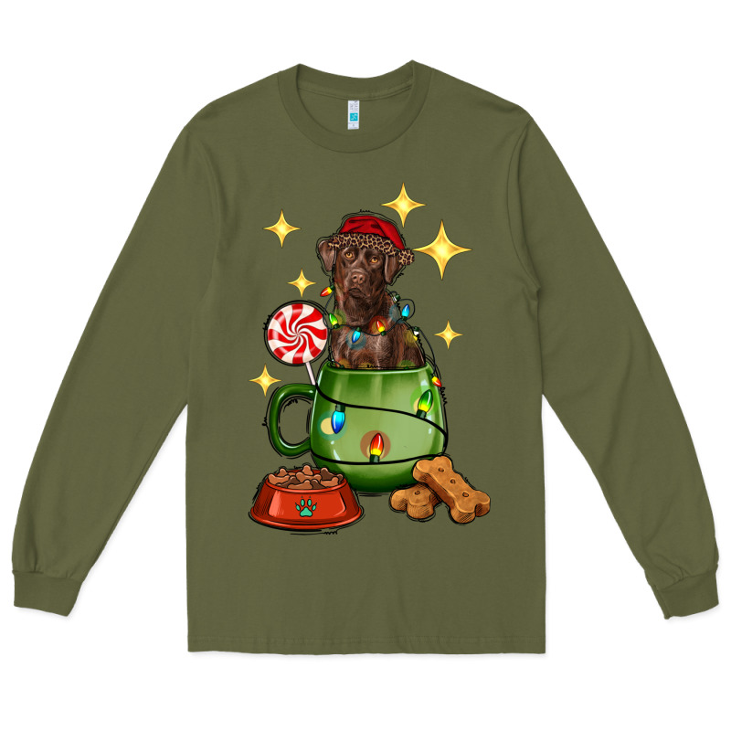 Christmas Coffee Cup With Labrador Long Sleeve Tee by RanaPortraitStore | Teevron