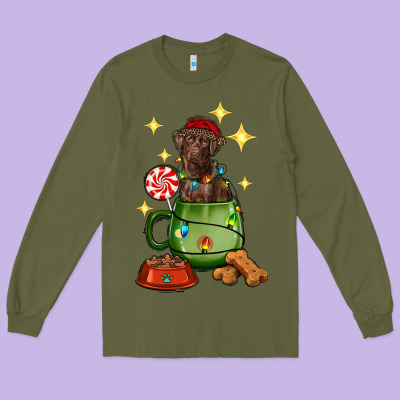 Christmas Coffee Cup With Labrador Long Sleeve Tee Designed By Ranaportraitstore