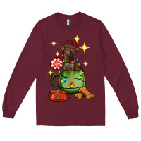 Burgundy Christmas coffee cup with Labrador Long Sleeve Tee - RanaPortraitStore