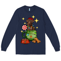 Navy Christmas coffee cup with Labrador Long Sleeve Tee - RanaPortraitStore