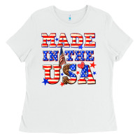 White made in the usa Ladies Tee - NancyCooperArtShop