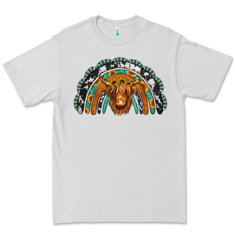 Turquoise Cowhide Sunflower Headband Highland Cow Premium Tee by Jasminsmagicworld | Teevron