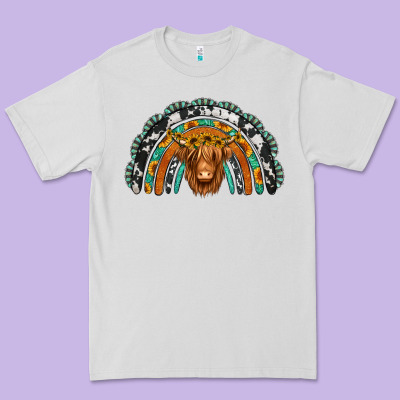 Turquoise Cowhide Sunflower Headband Highland Cow Premium Tee Designed By Jasminsmagicworld
