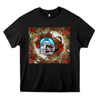 Black american football helmet and leopard Heavy Core Tee - NancyCooperArtShop