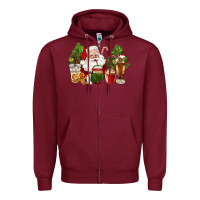 Burgundy santa coffee cups christmas Zipper Hoodie - CowGirlArtShop
