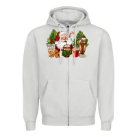 Dove Grey santa coffee cups christmas Zipper Hoodie - CowGirlArtShop