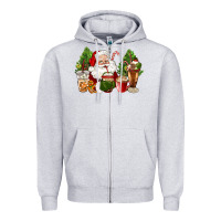 Heather Grey santa coffee cups christmas Zipper Hoodie - CowGirlArtShop