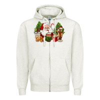 Oatmeal Heather santa coffee cups christmas Zipper Hoodie - CowGirlArtShop