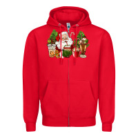 Red santa coffee cups christmas Zipper Hoodie - CowGirlArtShop