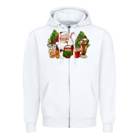 White santa coffee cups christmas Zipper Hoodie - CowGirlArtShop