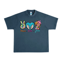 Midnight Navy Peace Love Easter Jesus Urban Heavy Tee - BundleAndBundleShop