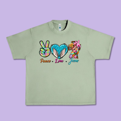 Peace Love Easter Jesus Urban Heavy Tee Designed By Bundleandbundleshop