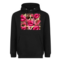 Black Valentine's Day pink plaid red glitter cowhide Heavyweight Hoodie - FaDigitalArtStudio