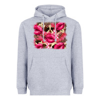 Heather Grey Valentine's Day pink plaid red glitter cowhide Heavyweight Hoodie - FaDigitalArtStudio