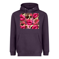 Plum Valentine's Day pink plaid red glitter cowhide Heavyweight Hoodie - FaDigitalArtStudio
