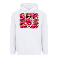 White Valentine's Day pink plaid red glitter cowhide Heavyweight Hoodie - FaDigitalArtStudio