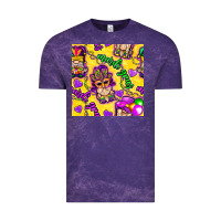 Cloud Purple Mardi gras gnomies seamless pattern Vintage Tee - BundleAndBundleShop