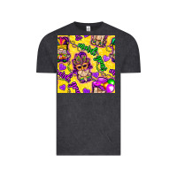 Vintage Black Mardi gras gnomies seamless pattern Vintage Tee - BundleAndBundleShop