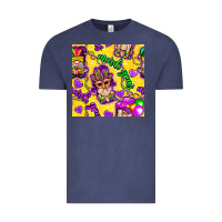 Vintage Denim Mardi gras gnomies seamless pattern Vintage Tee - BundleAndBundleShop