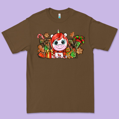 Joy Unicorn Christmas Premium Tee Designed By Nancycooperartshop
