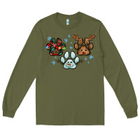 Army Green Christmas paws Long Sleeve Tee - RanaPortraitStore