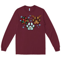 Burgundy Christmas paws Long Sleeve Tee - RanaPortraitStore