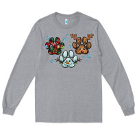 Heather Grey Christmas paws Long Sleeve Tee - RanaPortraitStore