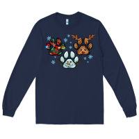 Navy Christmas paws Long Sleeve Tee - RanaPortraitStore