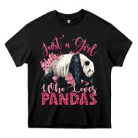 Black just a girl who loves pandas Heavy Core Tee - LillyAllenDesigns