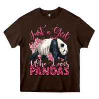 Chocolate Brown just a girl who loves pandas Heavy Core Tee - LillyAllenDesigns