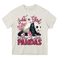 Cream just a girl who loves pandas Heavy Core Tee - LillyAllenDesigns