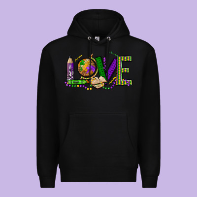 Love Teacher Mardi Gras Premium Hoodie Designed By Oliviacreatesart
